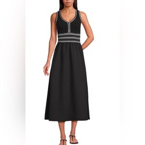 Lands End Duet Style V Top. Textured Cardigan Stitch. Bottom Flowy Woven Drape S